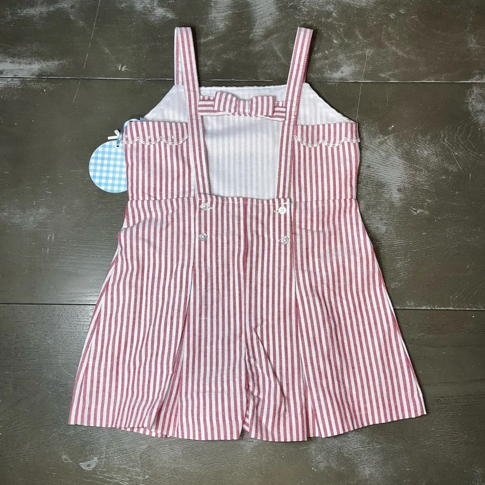 Edgehill Collection Red White Striped Broke Brooke Romper Girls 4T NWT